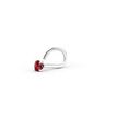 14K White Gold Curved Red Crystal Nose Ring, 20 Gauge