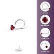 14K White Gold Curved Red Crystal Nose Ring, 20 Gauge