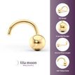 14K Yellow Gold Curved Ball Nose Ring, 20 Gauge