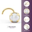 14K Yellow Gold Curved Ball Pearl Nose Ring, 20 Gauge