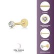 14K Yellow Gold Swarovski Crystal Labret Monroe Lip Ball Style Lip Ring