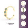 10K Gold Jeweled Hexagon Open Nose Ring Blue Cubic Zirconia, 20 Gauge