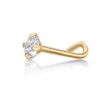 14K Yellow Gold Curved 3 MM Cubic Zirconia Nose Ring, 20 Gauge
