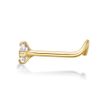 14K Yellow Gold Curved 3 MM Cubic Zirconia Nose Ring, 20 Gauge