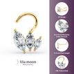 14K Yellow Gold Curved Marquee Cubic Zirconia Nose Stud, 20 Gauge