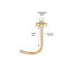 14K Yellow Gold 3.9 MM Cubic Zirconia Cross Curved Nose Ring, 20 Gauge