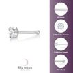 14K White Gold Straight Bone 3 MM Cubic Zirconia Nose Ring Stud, 20 Gauge