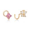 14K Yellow Gold Cubic Zirconia Butterfly and Flower Curve Nose Ring Set, 22 Gauge