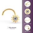 14K Yellow Gold Curved Cubic Zirconia Sun Nose Ring, 20 Gauge