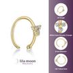 14K Yellow Gold 10 MM 3 Stone Hoop Nose Ring with Cubic Zirconia, 20 Gauge