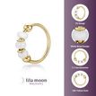 14K Yellow Gold 10 MM Hoop Nose Ring with White Beads, 20 Gauge