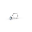 14K White Gold Curved Blue Crystal Nose Ring, 20 Gauge