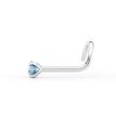 14K White Gold Curved Blue Crystal Nose Ring, 20 Gauge