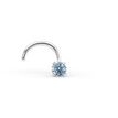 14K White Gold Curved Blue Crystal Nose Ring, 20 Gauge
