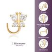 14K Yellow Gold 0.10 Carat Lab Grown Diamond Butterfly Nose Ring, 20 Gauge