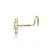 14K Yellow Gold 0.03 Carat Lab Grown Diamond Three Stone Curved Nose Ring, 20 Gauge