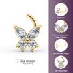 14K Yellow Gold Butterfly Curved Cubic Zirconia Nose Stud, 20 Gauge