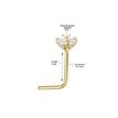 14K Yellow Gold L-Shape 3 MM Cubic Zirconia Stud Nose Ring, 20 Gauge