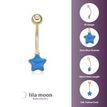10K Yellow Gold Blue Enamel Star Belly Ring with Cubic Zirconia