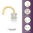 14K Yellow Gold Curved Screw Diamond Nose Ring, 0.07 Carat, 20 Gauge
