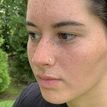 14K Yellow Gold L-Shaped Diamond Nose Ring, 0.07 Carat, 20 Gauge