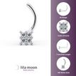 14K White Gold Curved Screw Square Cubic Zirconia Nose Ring, 20 Gauge