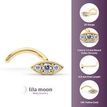 14K Yellow Gold Curved Cubic Zirconia Evil Eye Nose Ring, 20 Gauge