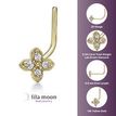 14K Yellow Gold Flower Lab Grown Diamond Stud Nose Ring, 0.04 Carat, 20 Gauge