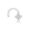 14K White Gold Curve 2 MM Cubic Zirconia Stud Nose Ring, 22 Gauge
