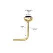 14K Yellow Gold 3 MM Purple Swarovski L-Shape Stud Nose Ring, 20 Gauge