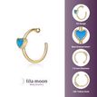 14K Yellow Gold 3.3 MM Blue Enamel Heart Open Hoop Nose Ring, 20 Gauge