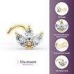 14K Yellow Gold Curved Cubic Zirconia Nose Stud, 20 Gauge