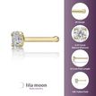 14K Yellow Gold Straight Bone Diamond Nose Ring, 0.07 Carat, 20 Gauge