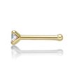 14K Yellow Gold Straight Bone Diamond Nose Ring, 0.07 Carat, 20 Gauge