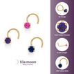 14K Yellow Gold Curved Screw 2 MM Cubic Zirconia Nose Ring Set, 22 Gauge
