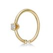 14K Yellow Gold 0.02 Carat Lab Grown Diamond Nose Hoop Ring, 20 Gauge