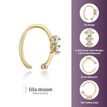 14K Yellow Gold 0.025 Carat Lab Grown Diamond Three Stone Nose Ring Hoop, 20 Gauge