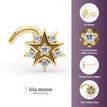 14K Yellow Gold Curved Cubic Zirconia Nose Stud, 20 Gauge