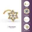 14K Yellow Gold Curved Cubic Zirconia Nose Stud, 20 Gauge