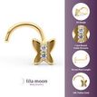 14K Yellow Gold Curved Cubic Zirconia Nose Ring, 20 Gauge