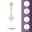 10K Yellow Gold 6 MM Princess Cubic Zirconia Belly Ring