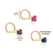14K Yellow Gold Curved Screw 2 MM Cubic Zirconia Nose Ring Set, 22 Gauge