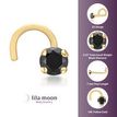 14K Yellow Gold Black Diamond Curved Screw Nose Ring, 0.07 Carat, 22 Gauge