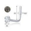 14K White Gold L-Shaped Lab Grown Diamond Nose Ring, 0.07 Carat, 20 Gauge