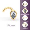 14K Yellow Gold Pear Shape Cubic Zirconium Curved Nose Ring, 20 Gauge