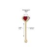14K Yellow Gold 3 MM Red Swarovski Straight Bone Stud Nose Ring, 20 Gauge