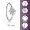 14K White Gold Flower Lab Grown Diamond Hoop Nose Ring, 0.07 Carat, 20 Gauge