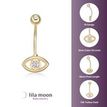 10K Yellow Gold Cubic Zirconia Evil Eye Belly Ring