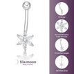 10K White Gold 8 MM Cubic Zirconia Flower Belly Ring