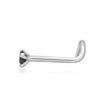 14K White Gold Curved Screw Black Diamond Nose Ring, 0.05 Carat, 20 Gauge